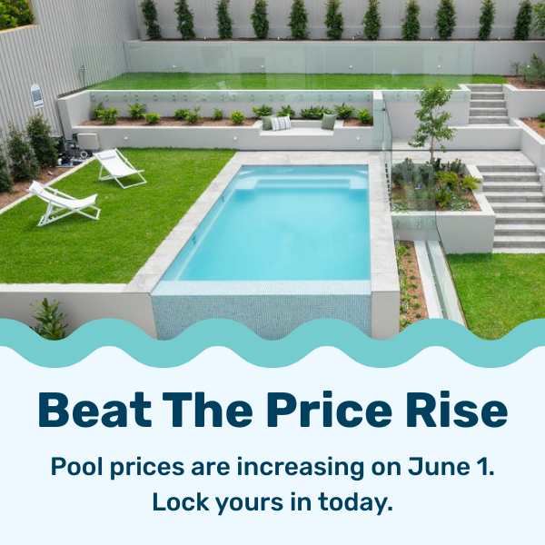 Image of landscaped tiered backyard featuring a Swimming Pool Kits Direct infinity pool  